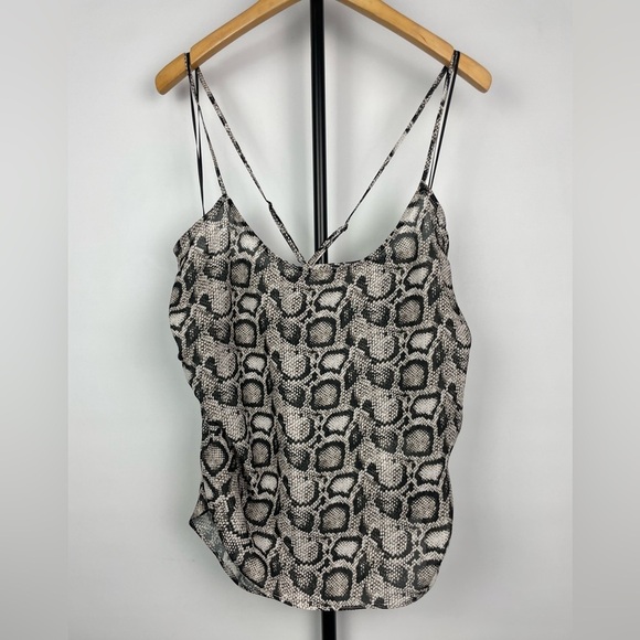 Good American Brown Black The Ruched Snake Print Lightweight Cami Blouse - Picture 3 of 9